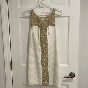 Lilly Pulitzer white dress with gold detail